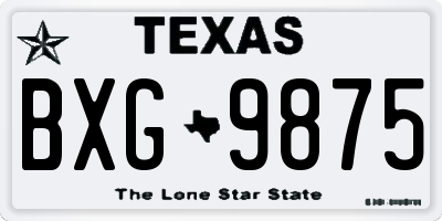 TX license plate BXG9875