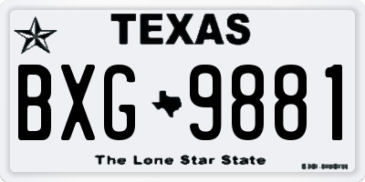 TX license plate BXG9881