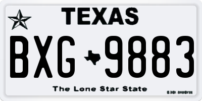 TX license plate BXG9883