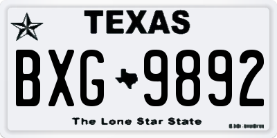 TX license plate BXG9892