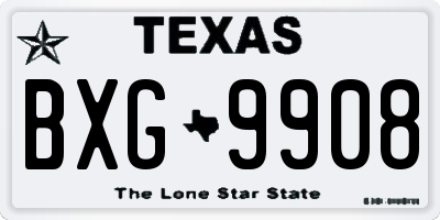 TX license plate BXG9908