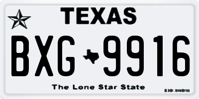 TX license plate BXG9916