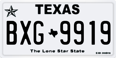 TX license plate BXG9919