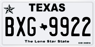 TX license plate BXG9922