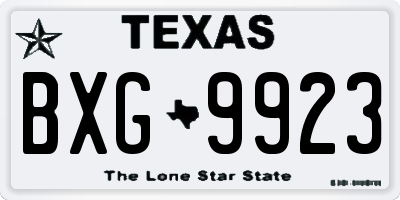TX license plate BXG9923