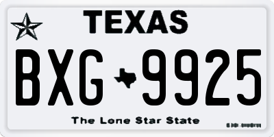 TX license plate BXG9925