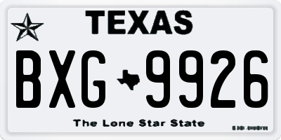 TX license plate BXG9926