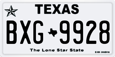 TX license plate BXG9928