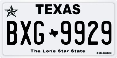 TX license plate BXG9929
