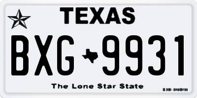 TX license plate BXG9931