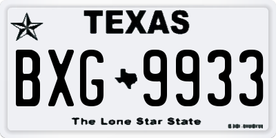 TX license plate BXG9933