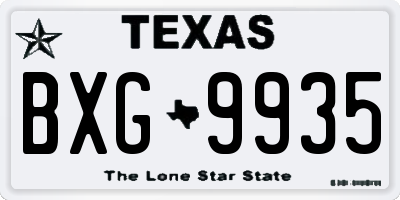 TX license plate BXG9935