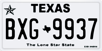 TX license plate BXG9937
