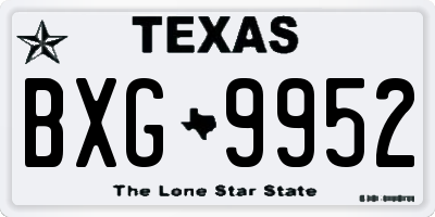 TX license plate BXG9952