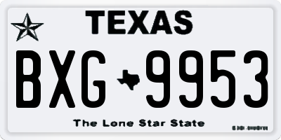 TX license plate BXG9953