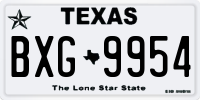 TX license plate BXG9954