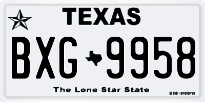 TX license plate BXG9958