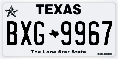 TX license plate BXG9967