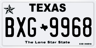 TX license plate BXG9968