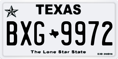 TX license plate BXG9972