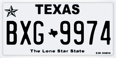TX license plate BXG9974