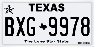 TX license plate BXG9978