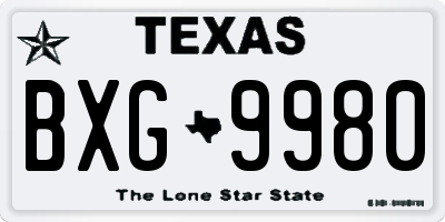 TX license plate BXG9980