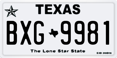 TX license plate BXG9981