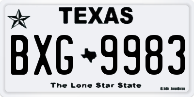 TX license plate BXG9983