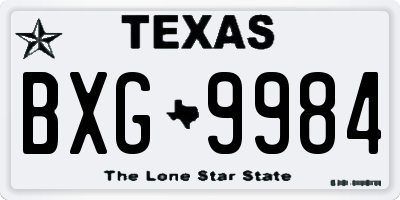TX license plate BXG9984
