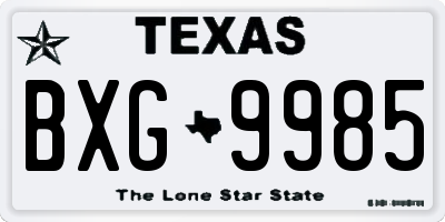 TX license plate BXG9985
