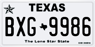 TX license plate BXG9986
