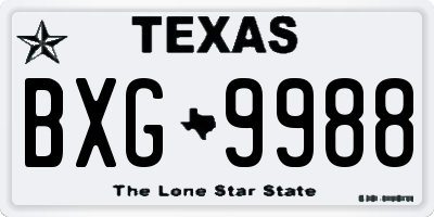 TX license plate BXG9988