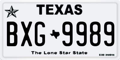 TX license plate BXG9989