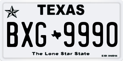 TX license plate BXG9990