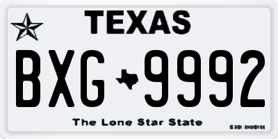 TX license plate BXG9992