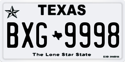 TX license plate BXG9998