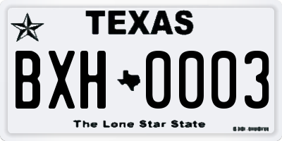 TX license plate BXH0003