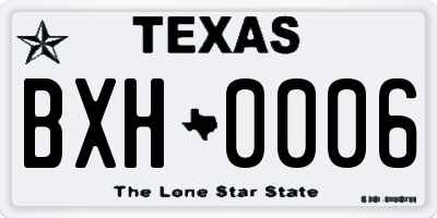 TX license plate BXH0006