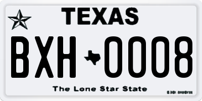 TX license plate BXH0008
