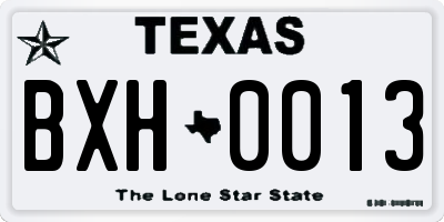 TX license plate BXH0013
