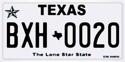 TX license plate BXH0020