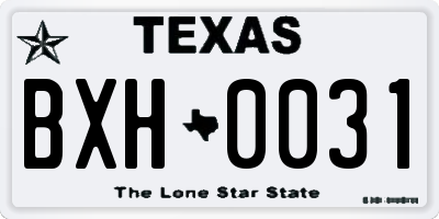 TX license plate BXH0031