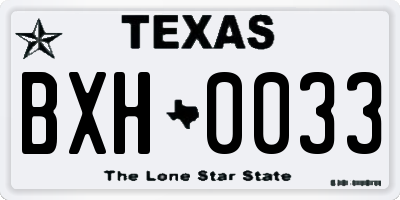 TX license plate BXH0033