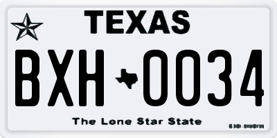 TX license plate BXH0034