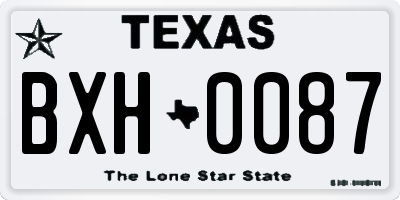 TX license plate BXH0087