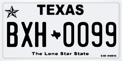 TX license plate BXH0099