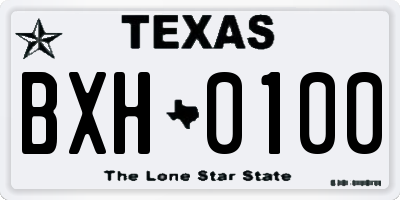 TX license plate BXH0100