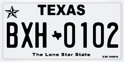 TX license plate BXH0102