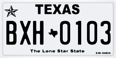 TX license plate BXH0103